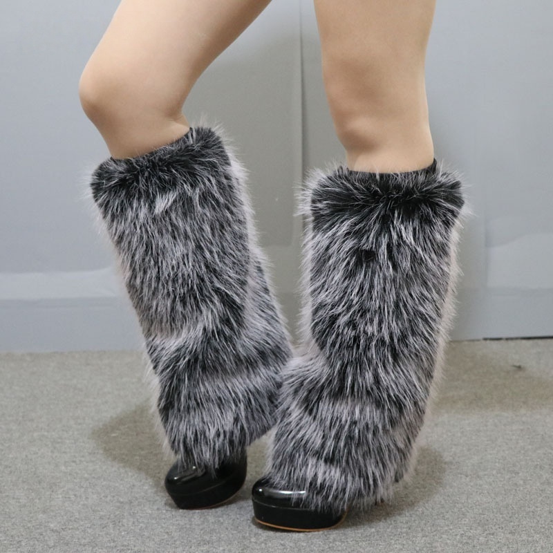 Faux Fur Leg Warmers Winter Soft Fluffy Boot Covers Plush Boots Socks Sleeve